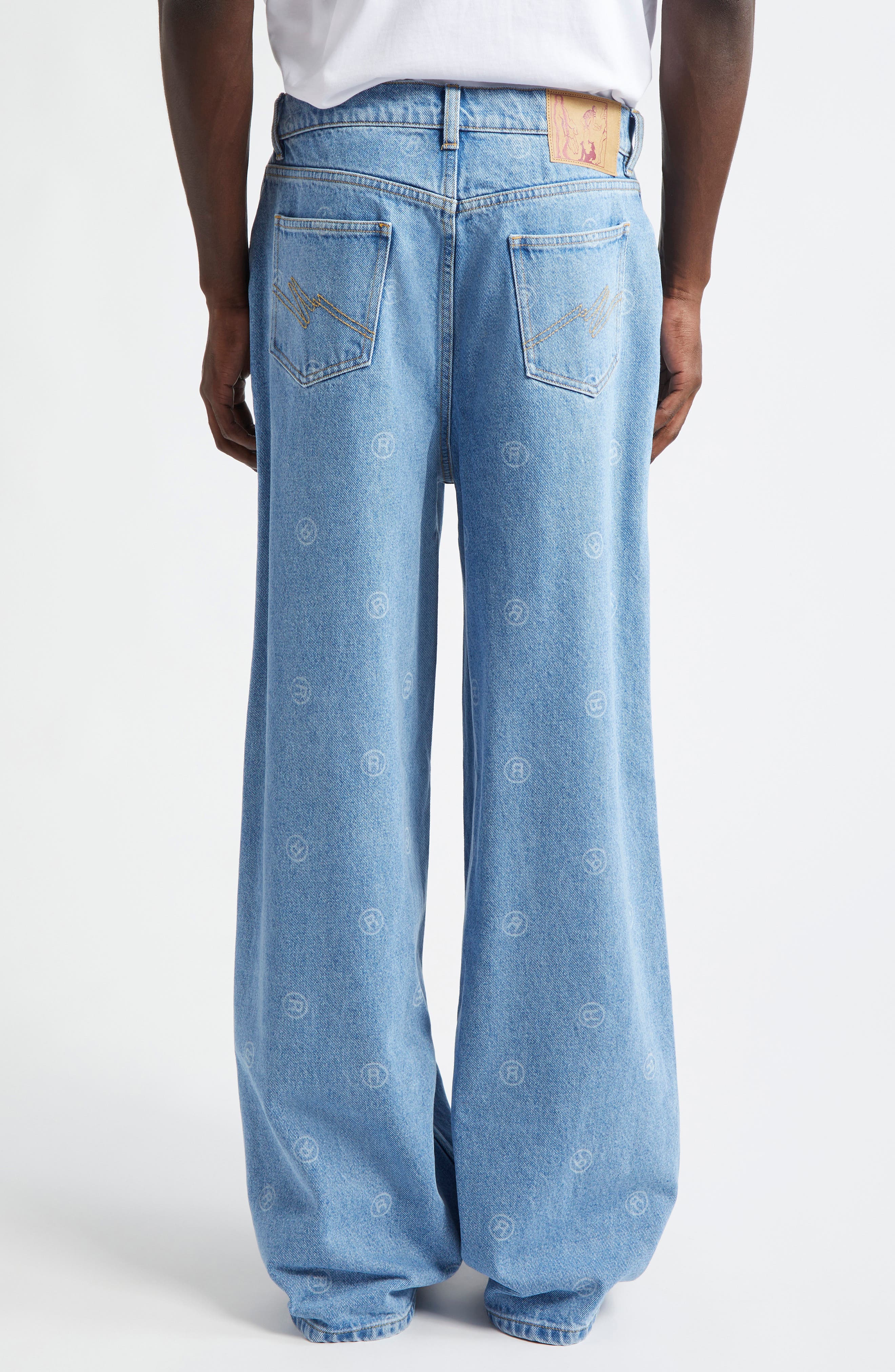 Martine Rose Logo Stamp Wide Leg Jeans (Men) | Nordstrom