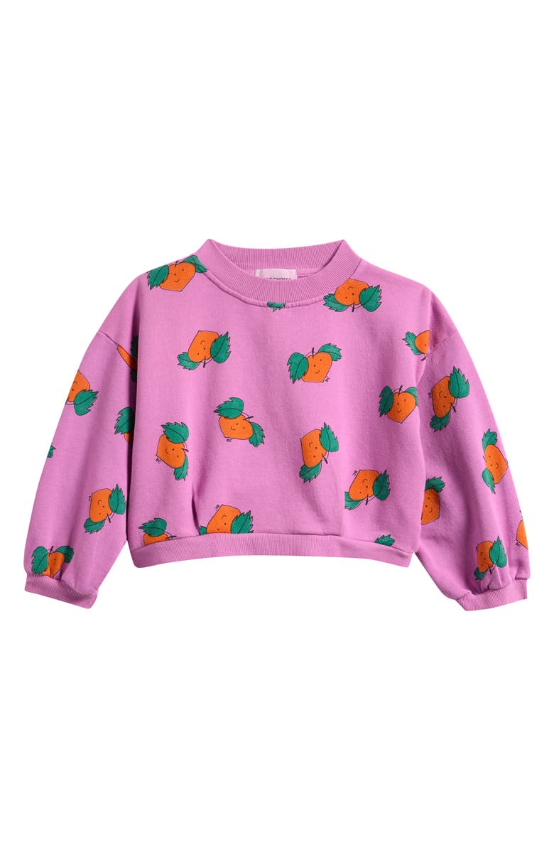 Bobo Choses Kids' Tangerine Print Crop Sweatshirt, Main, color, Purple