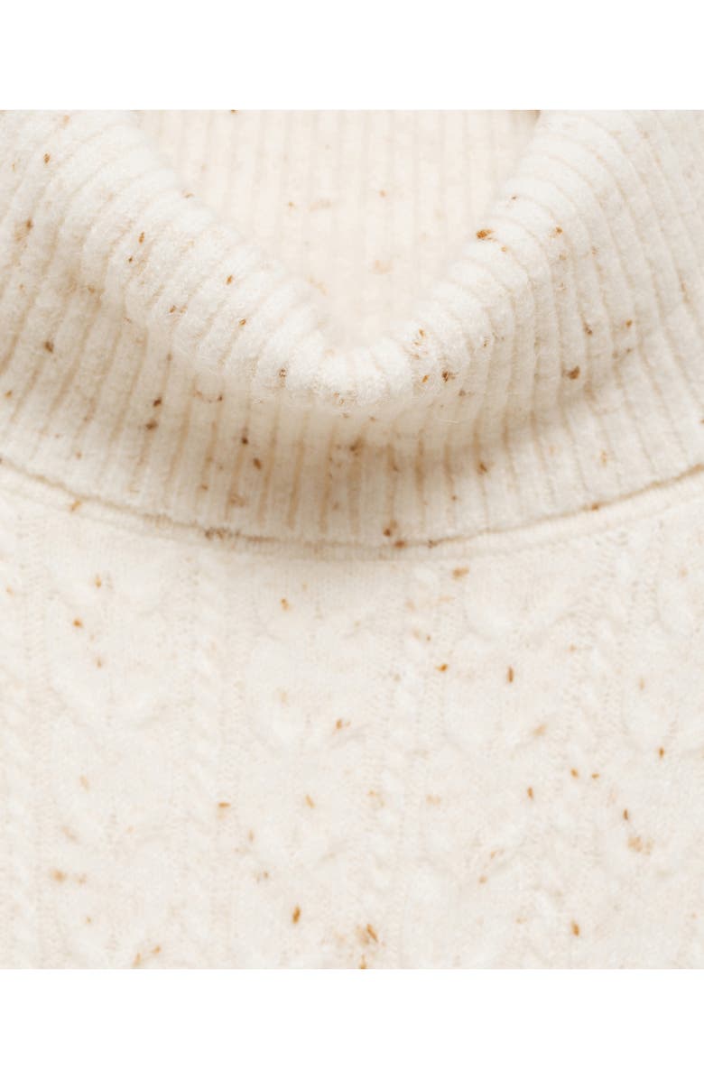 MANGO Twisted Cable Knit Donegal Turtleneck Sweater, Alternate, color, 