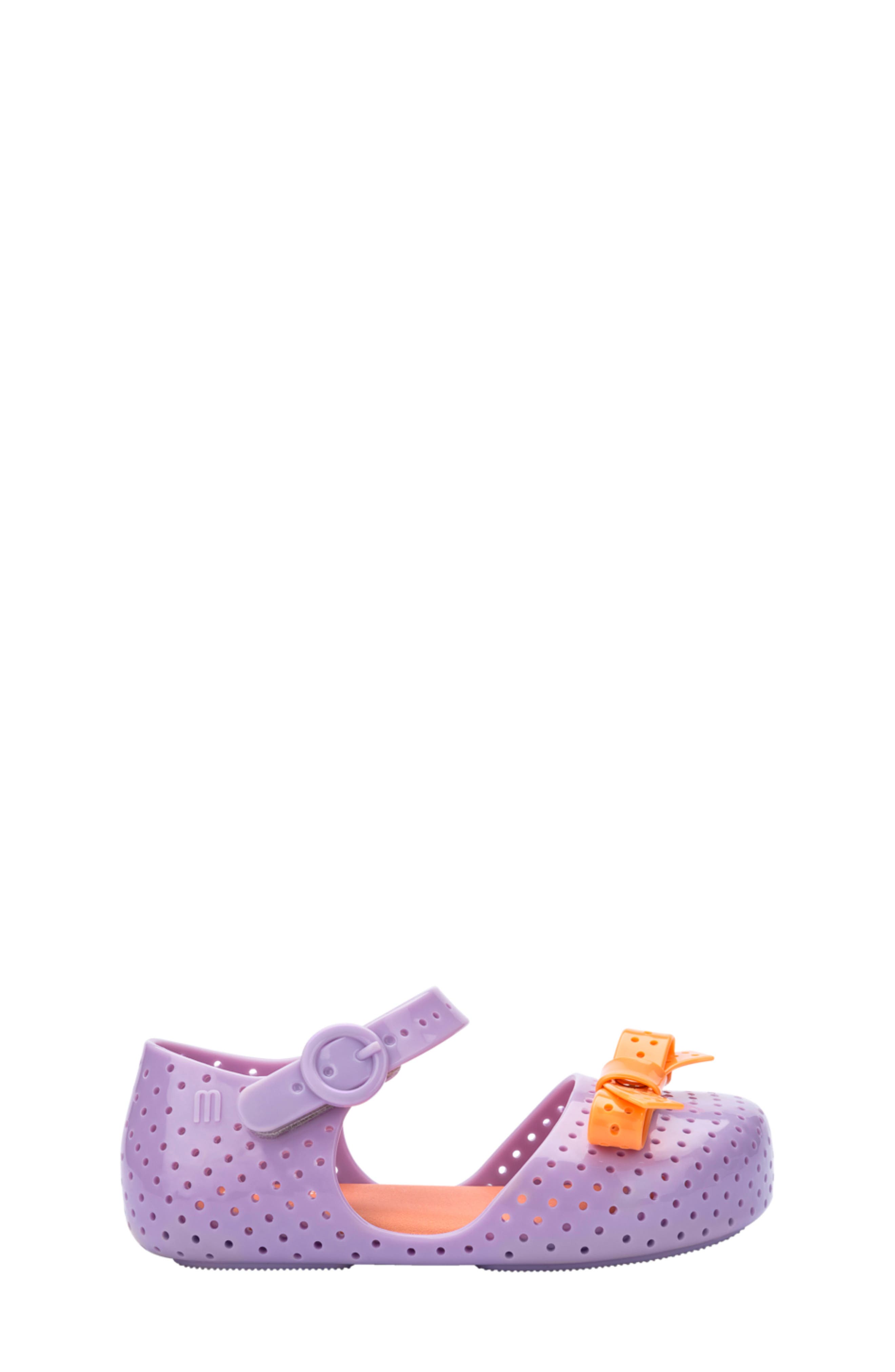 Mini Melissa Kids' Furadinha Mary Jane Flat, Alternate, color, Lilac/ Orange