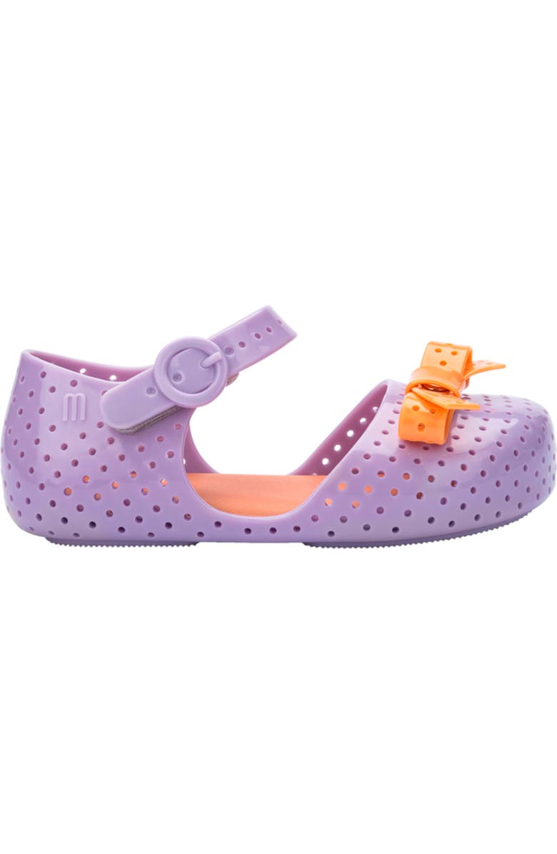Mini Melissa Kids' Furadinha Mary Jane Flat, Alternate, color, Lilac/ Orange