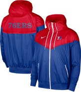Nike Men's Nike Red/Royal Philadelphia 76ers 75th Anniversary Courtside Windrunner Raglan Hoodie Full-Zip Jacket