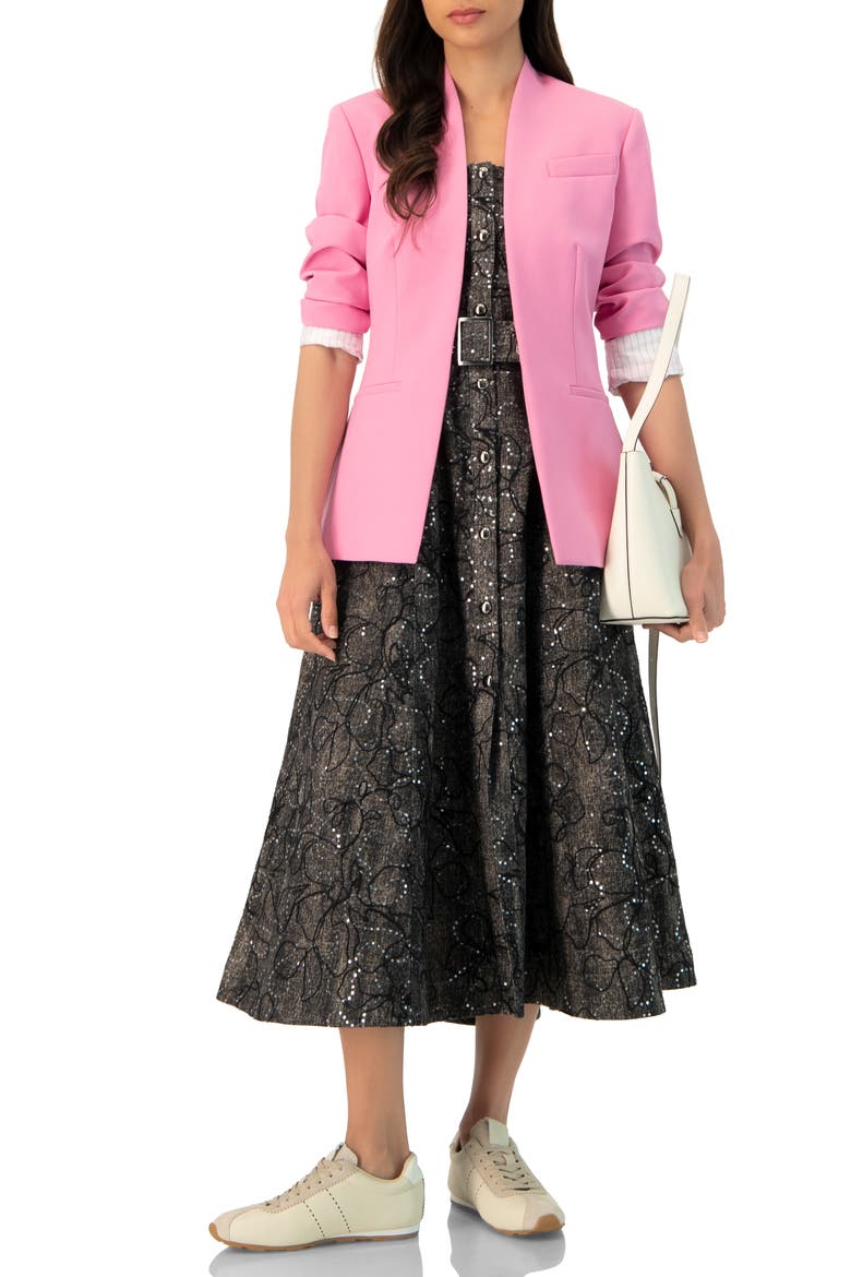 Collarless Straight Blazer, Alternate, color, Pink