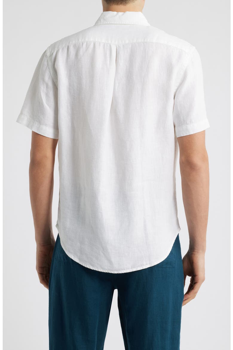 Ola Linen Short Sleeve Button-Up Shirt, Alternate, color, SNOW