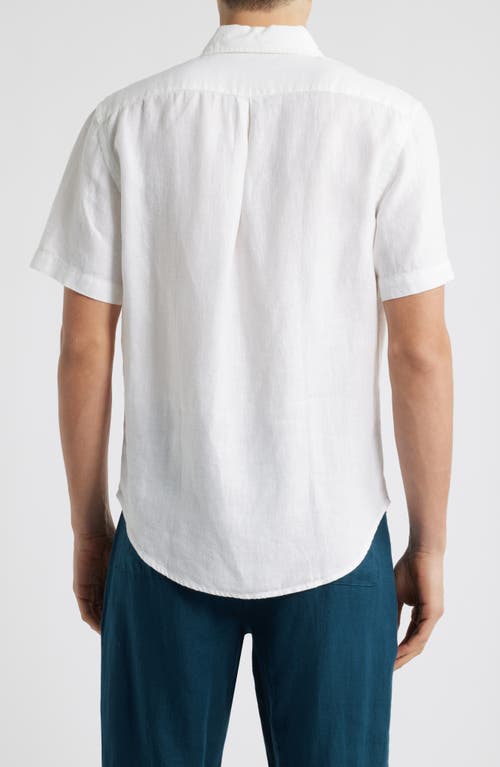 Alex Crane Ola Linen Short Sleeve Button-up Shirt In Snow
