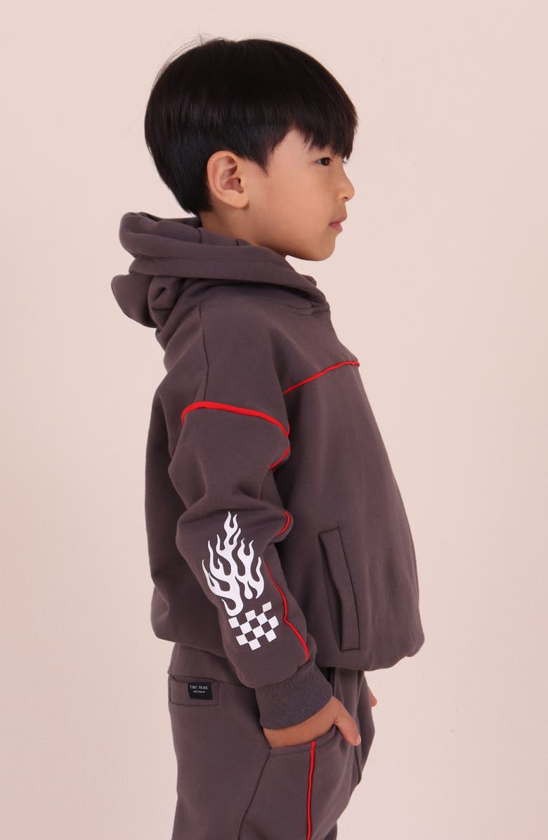 TINY TRIBE Kids' Piping Hot Hoodie, Alternate, color, Charcoal