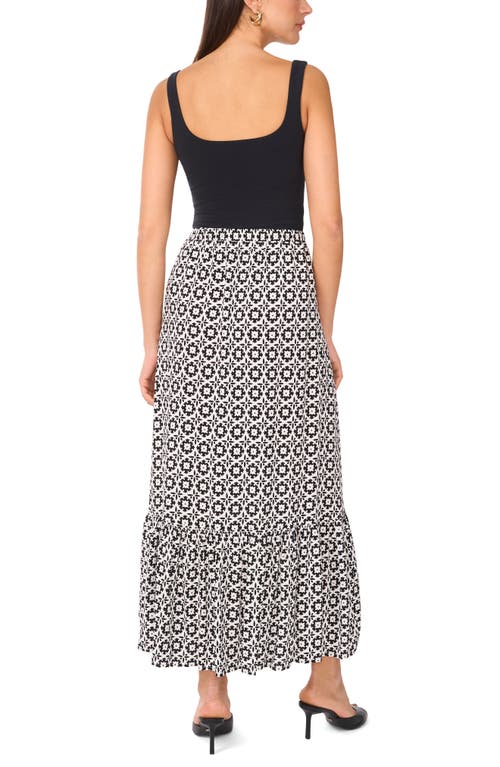 Vince Camuto Foulard Print Tiered Midi Skirt In New Ivory