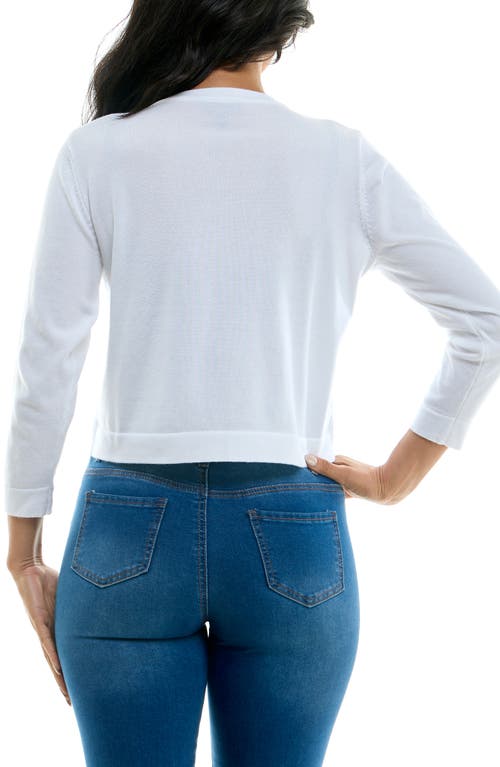 Nina Leonard Faux Pearl Knit Sweater Bolero In White