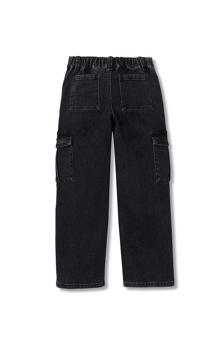 Lands' End Girls Denim Cargo Wide Leg Jeans, Alternate, color, Black Fade