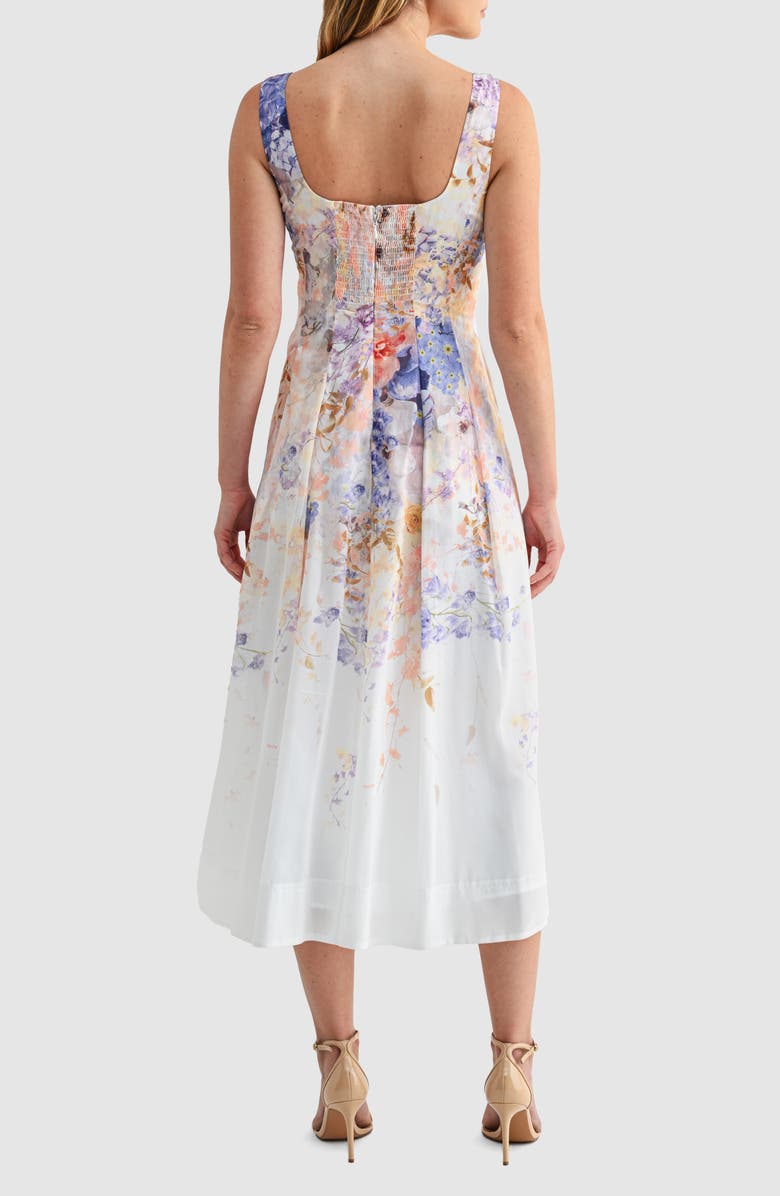 Mila Mae Print Pleated Sleeveless Maxi Dress, Alternate, color, White Floral