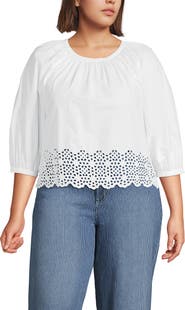 Lands' End Gathered Eyelet Top
