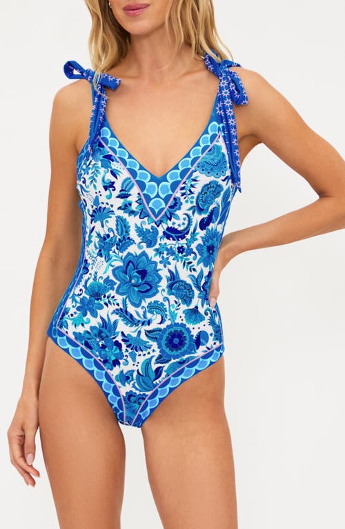 Beach Riot Akira Placement Print One-piece Swimsuit In Blue