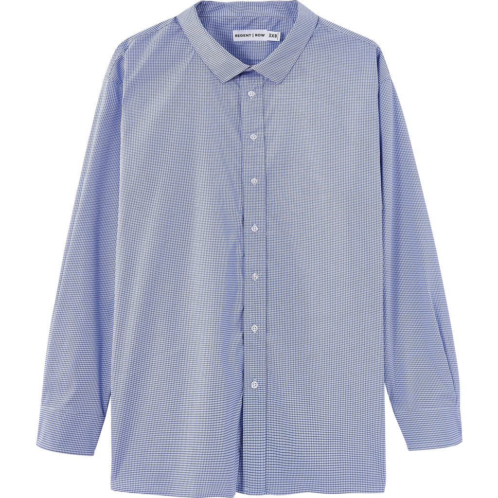 Regent Row Men's Big and Tall Long Sleeve Stanton Shirt, Tailored Fit, Performance Fabric & Ventilated Armholes in Blue-Microcheck  product