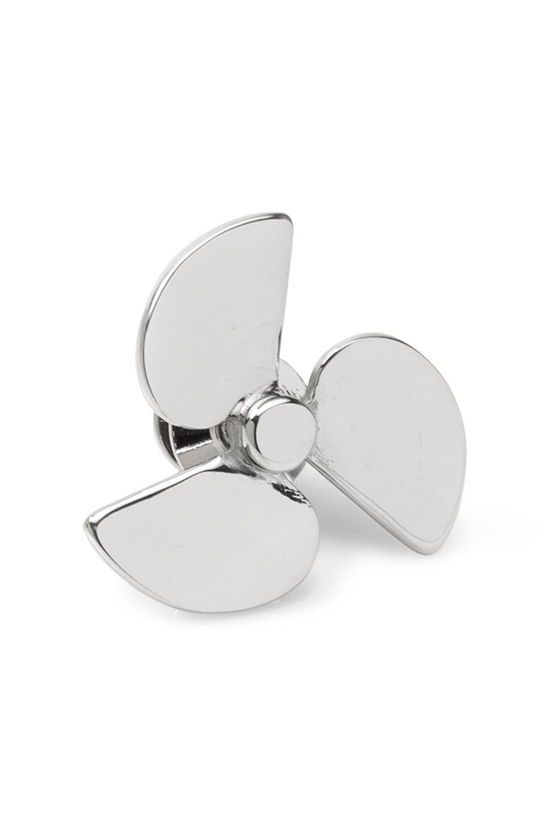 3D Boat Propellor Lapel Pin, Main, color, SILVER