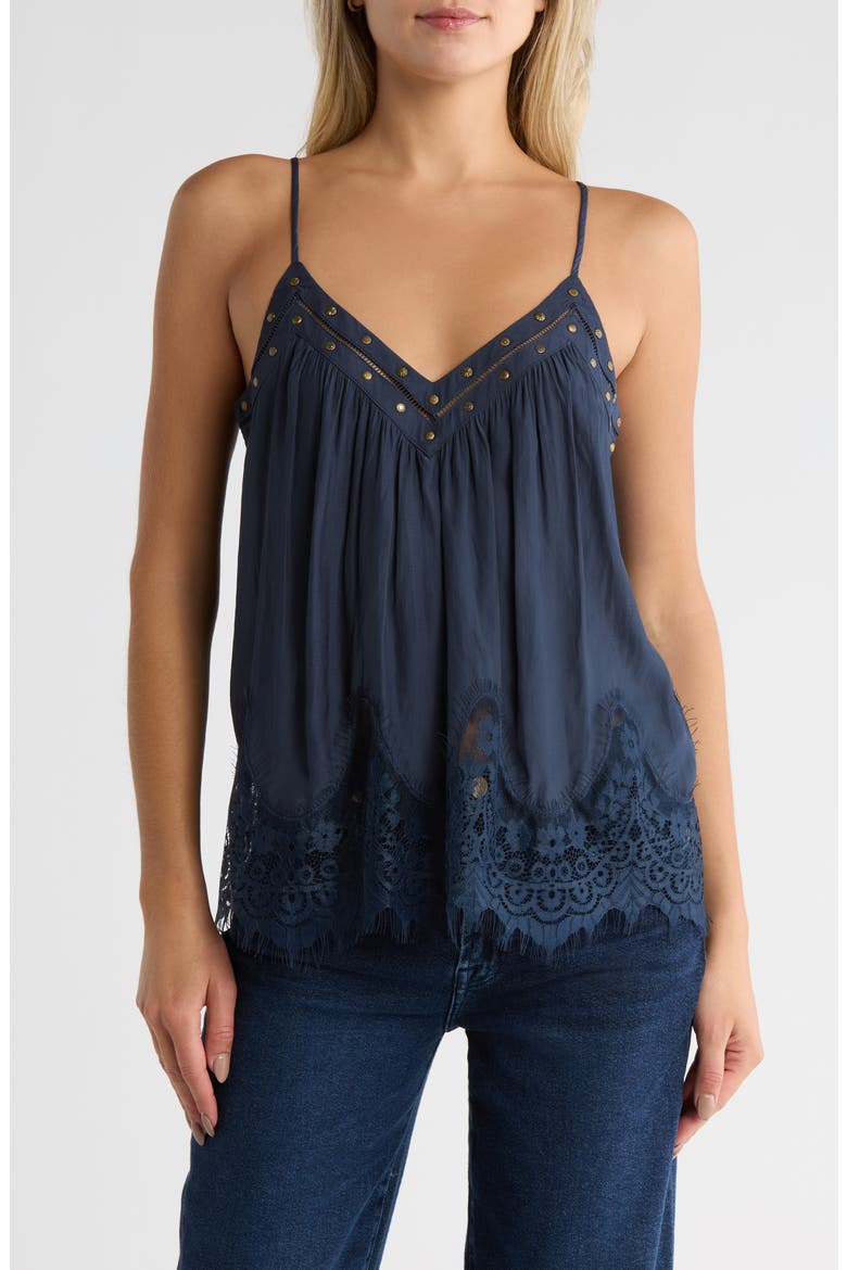 Cesca Lace Trim Camisole, Main, color, NAVY