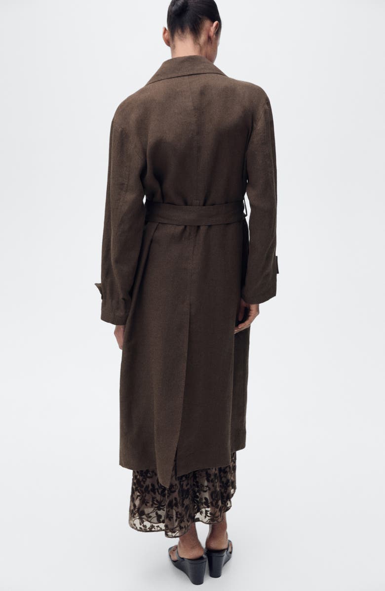 MANGO Linen Trench Coat, Alternate, color,