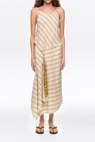 Bimba y Lola Sarong Midi Dress With Striped Print Lining