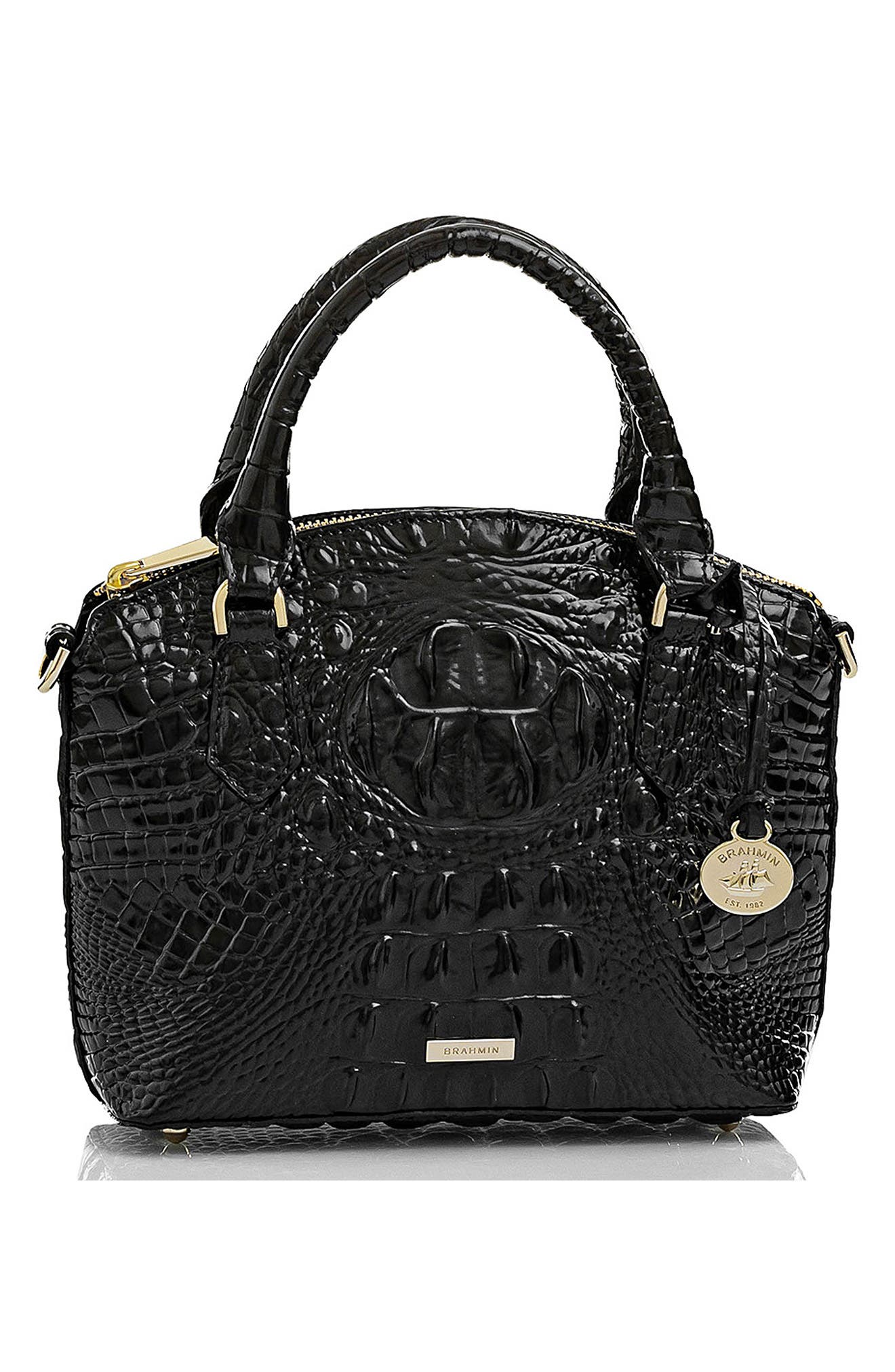 Brahmin Mini Duxie Croc Embossed Leather Crossbody Bag, Alternate, color, 