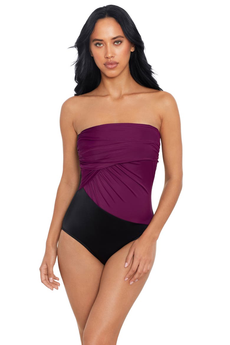 Goddess Colorblock One-Shoulder Convertible One-Piece Swimsuit, Alternate, color, JAM