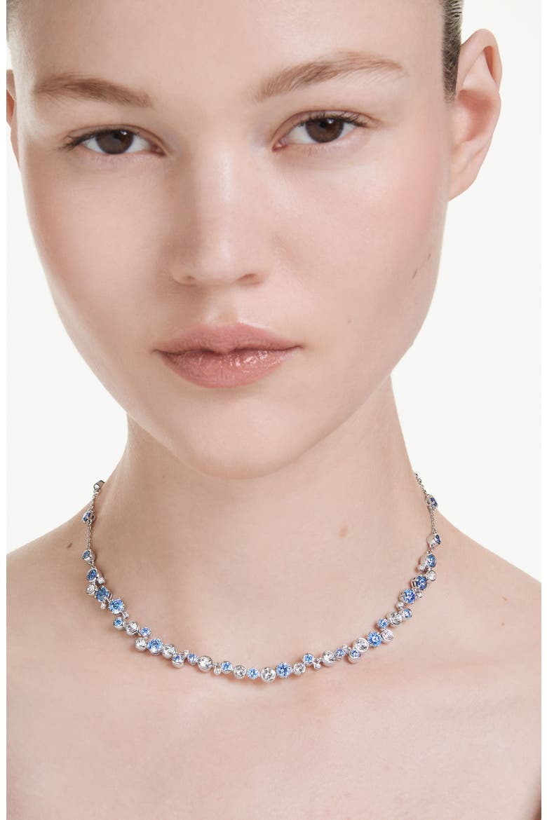 Constella Crystal & Zirconia Necklace, Alternate, color, SILVER/ BLUE