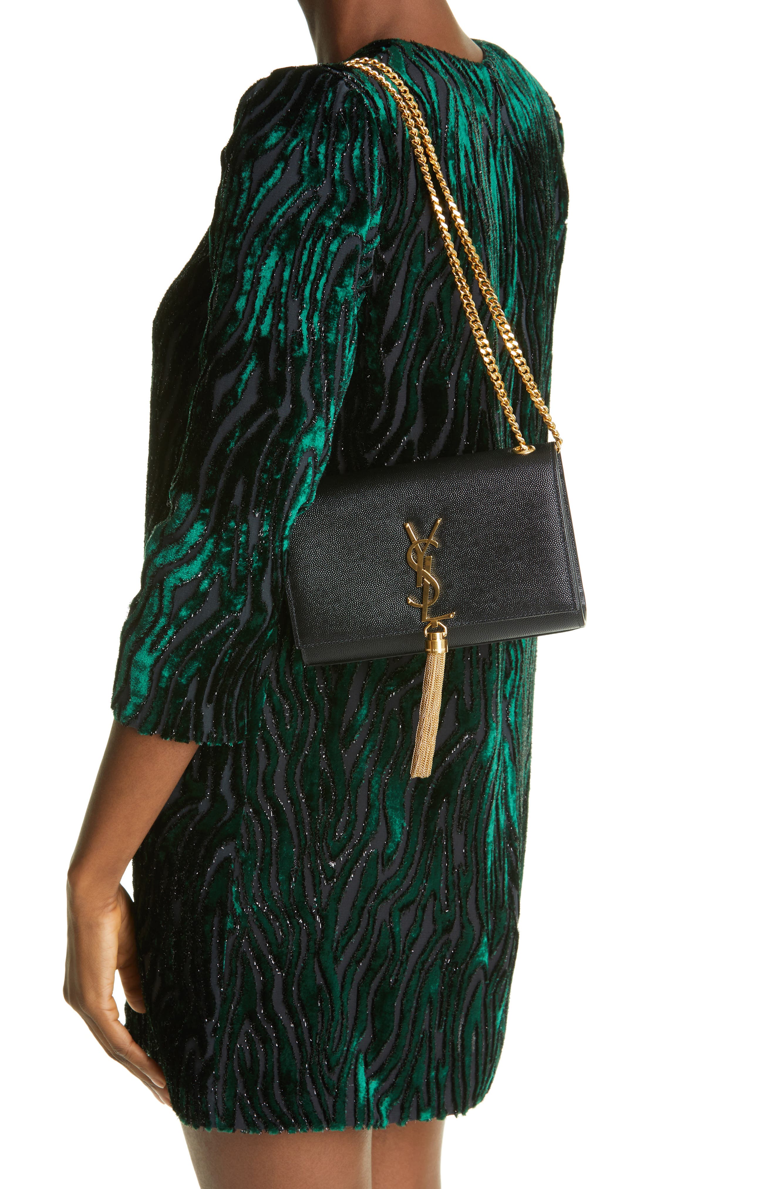 Saint Laurent Small Kate Textured Suede Shoulder Bag, Alternate, color, 