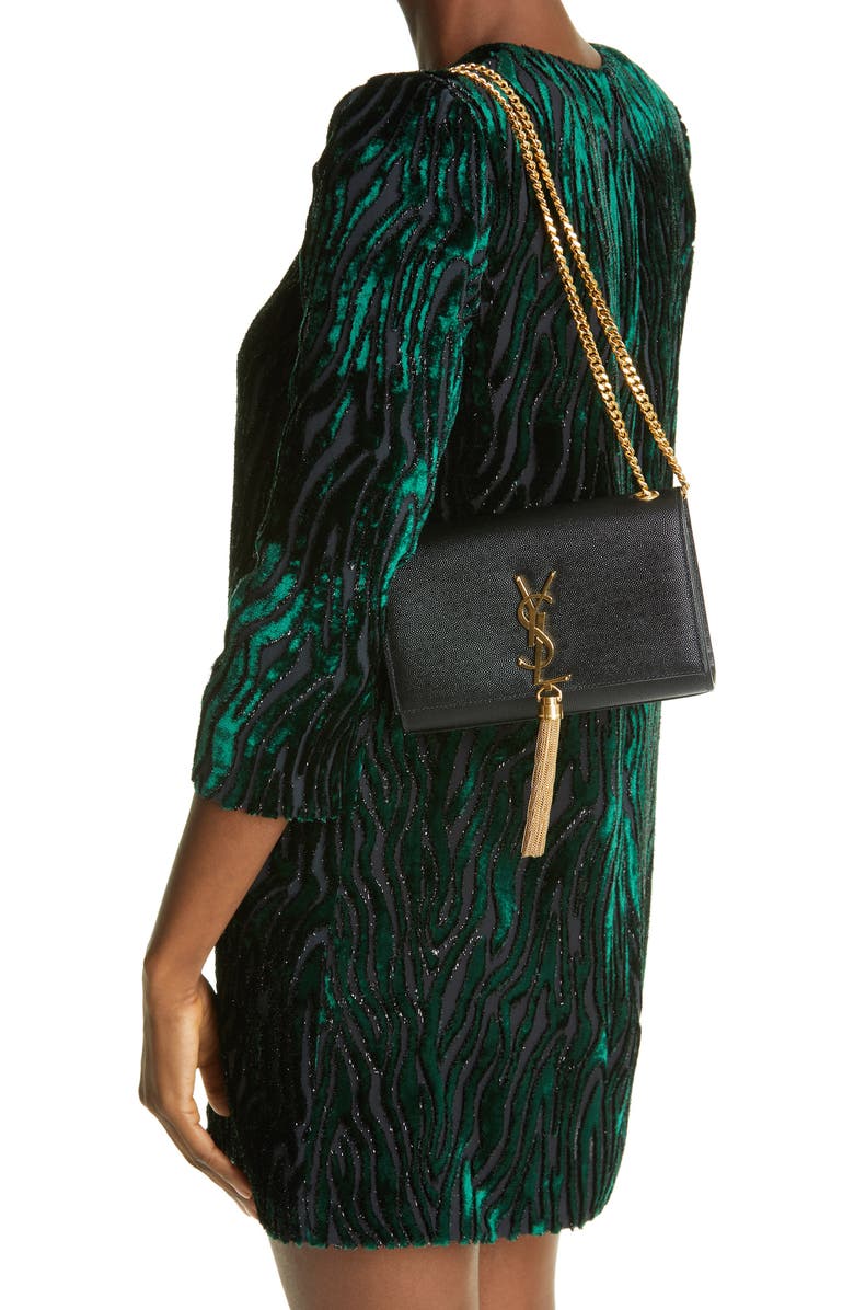 Saint Laurent Small Kate Textured Suede Shoulder Bag, Alternate, color,