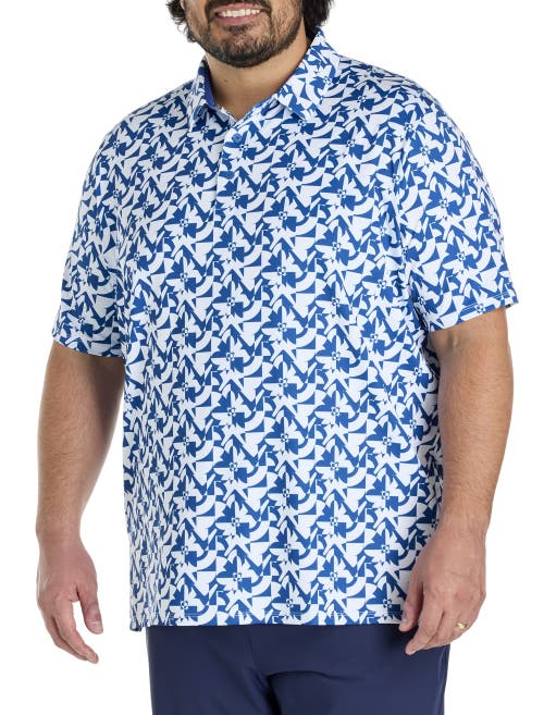 Callaway Big & Tall Layered Floral Polo Shirt in Galaxy Blue 