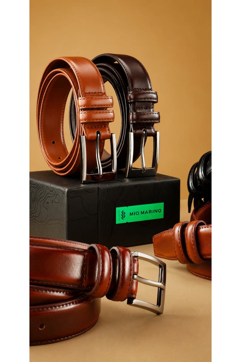 Dual Loop Leather Dress Belt, Alternate, color, White