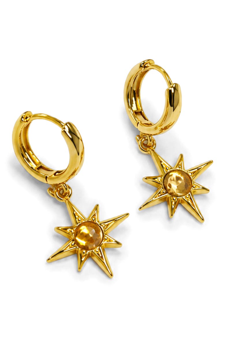 Solar Charm Hoop Earrings, Main, color, GOLD