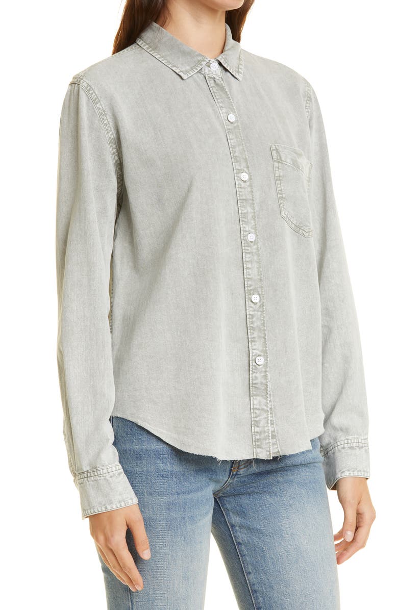 Rails Ingrid Raw Hem Acid Wash Button-Up Shirt, Alternate, color, 