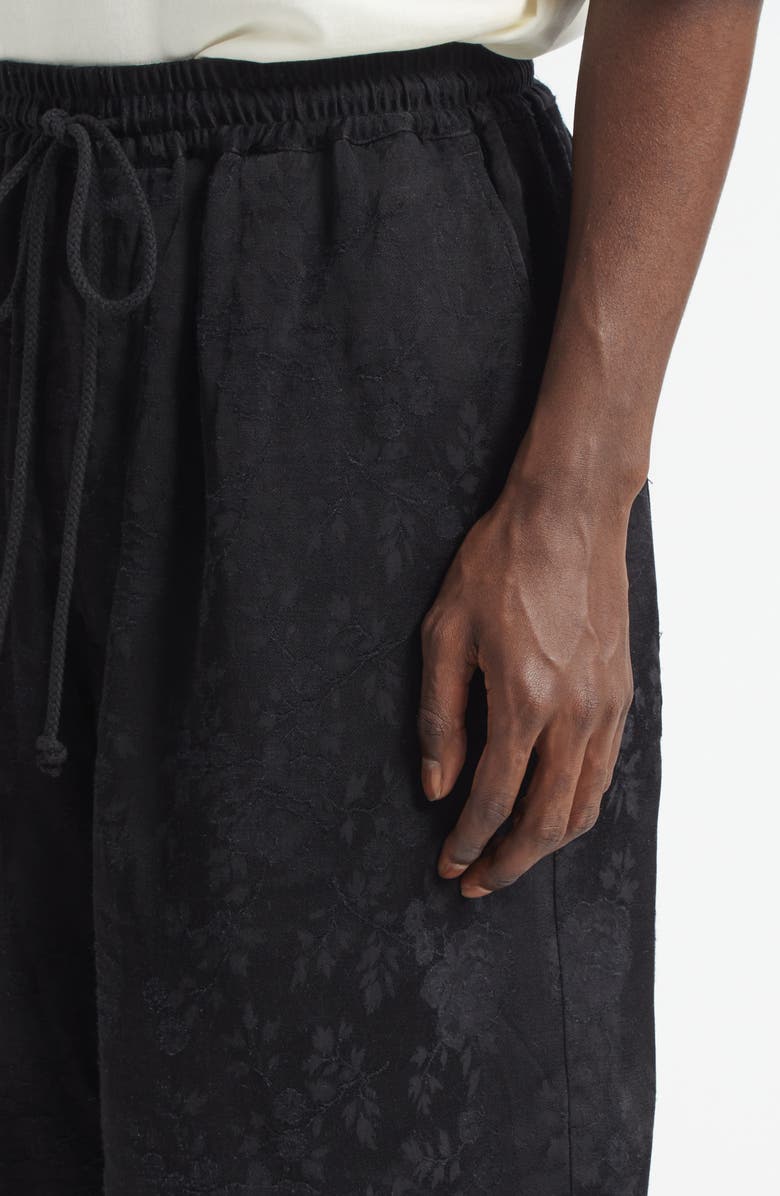 SONG FOR THE MUTE Raw Hem Elastic Waist Shorts, Alternate, color, Black