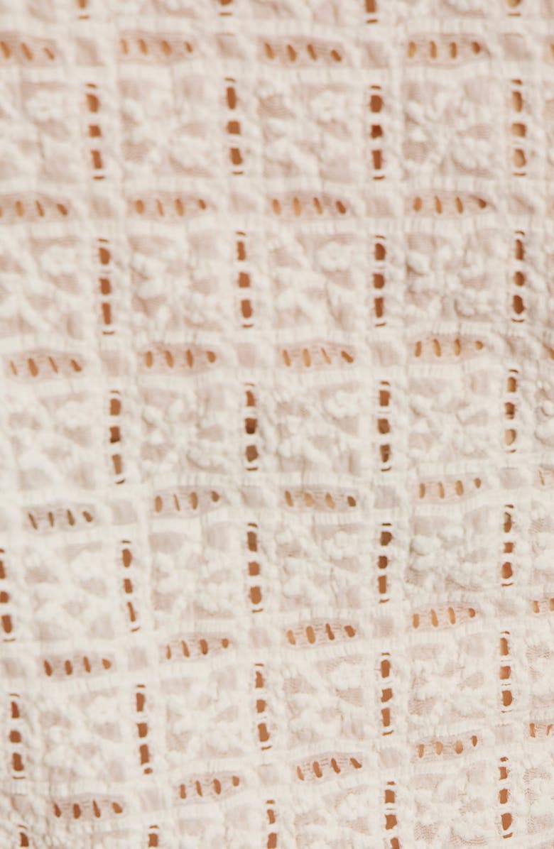 Sanctuary Perfect Long Sleeve Puckered Lace T-Shirt, Alternate, color, Chalk White