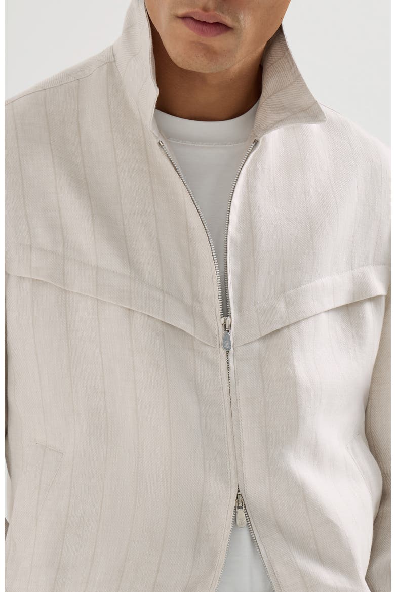 Linen chalk stripe chevron outerwear jacket, Alternate, color, Shell