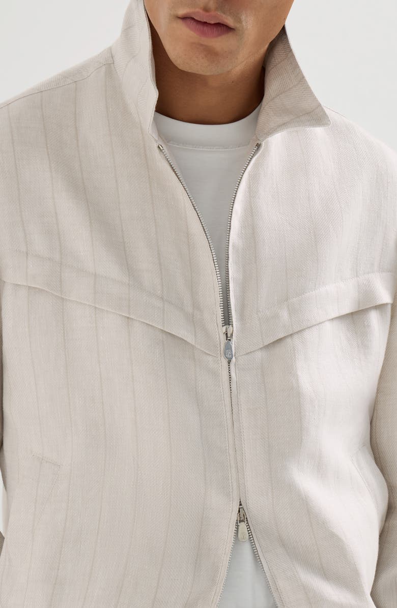 Brunello Cucinelli Chalk stripe chevron outerwear jacket, Alternate, color, Shell
