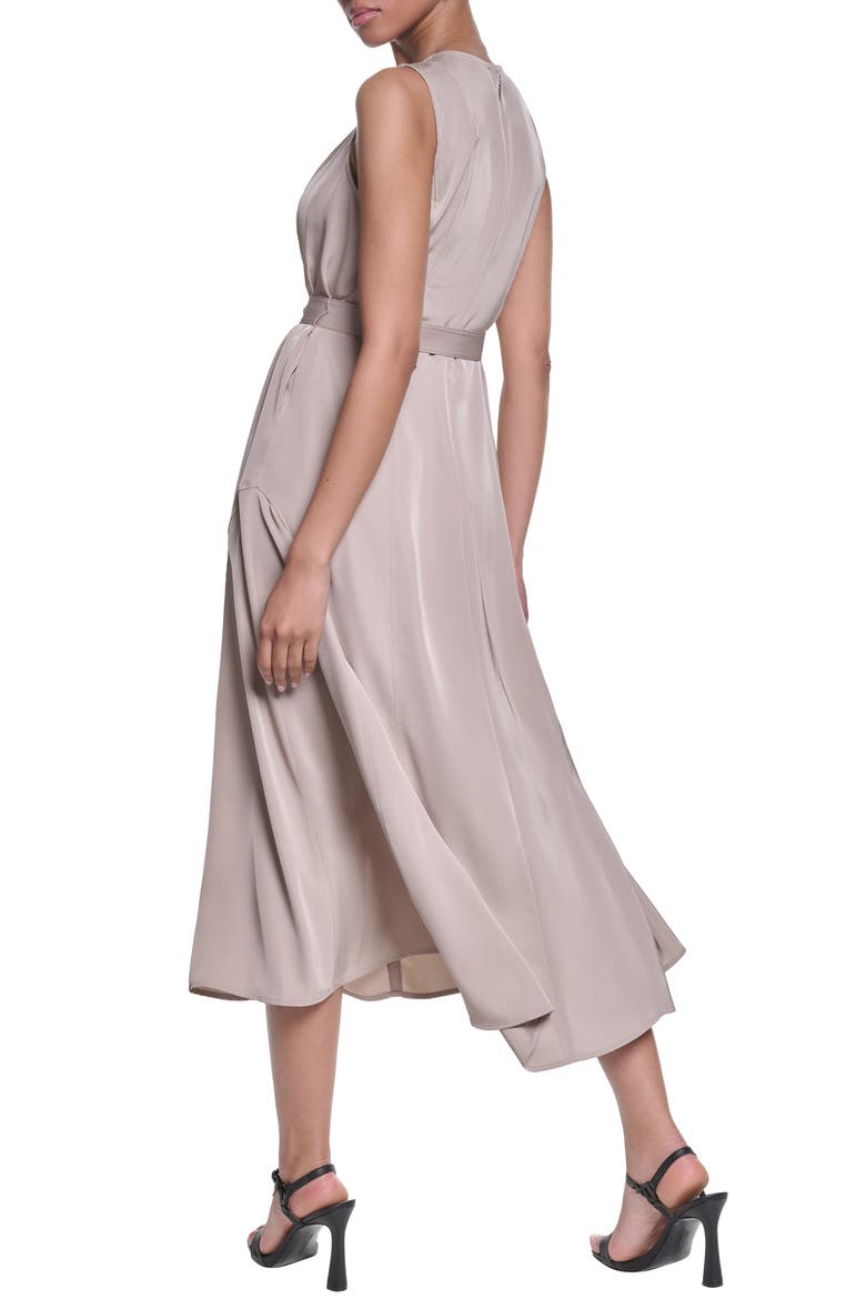 Belted Sleeveless Midi Dress, Alternate, color, SAND