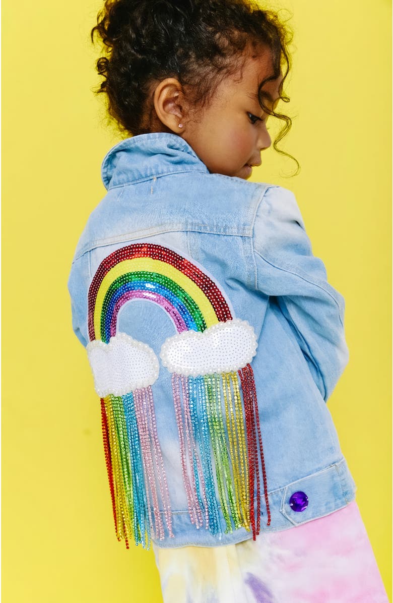 Lola + The Boys Crystal Rain Denim Jacket, Main, color, Light Blue