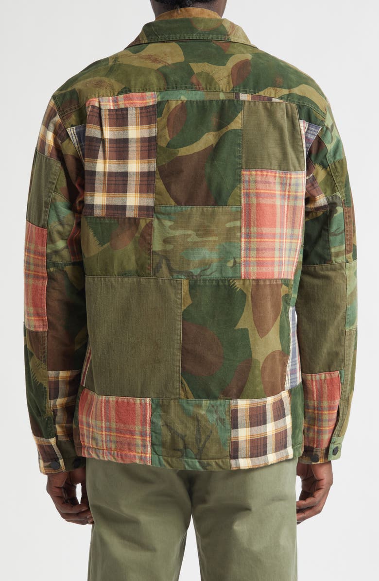 Double RL Padded Patchwork Overshirt, Alternate, color, Camo/ Plaid Patchwork