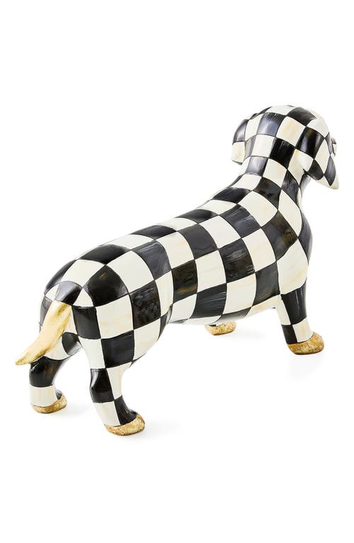Mackenzie-childs Mackenzie Childs Courtly Check Hand Painted Dachshund Figurine In Black