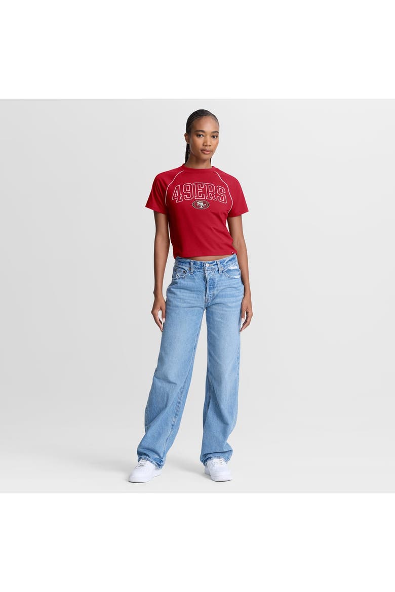 Women's Fanatics Scarlet San Francisco 49ers Offensive Scheme Raglan Tri-Blend Cropped Top, Alternate, color, Scarlet