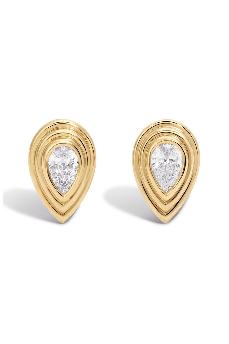 Groovy Lab Grown Diamond Pear Stud Earrings, Main, color, YELLOW GOLD