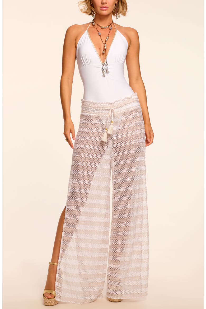 Glora Swirl Wide Leg Cover-Up Pants, Main, color, WHITE METALLIC ZIGZAG