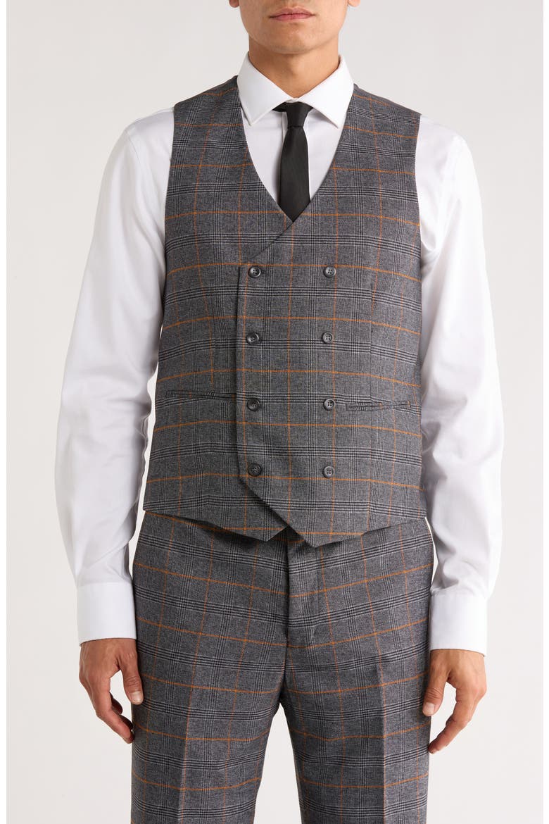 Slim Fit 3-Piece Check Suit, Alternate, color, GREY