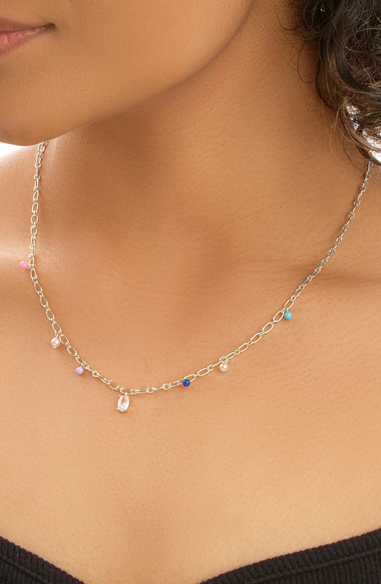 Sterling Forever Ula Charm Necklace, Alternate, color, Silver