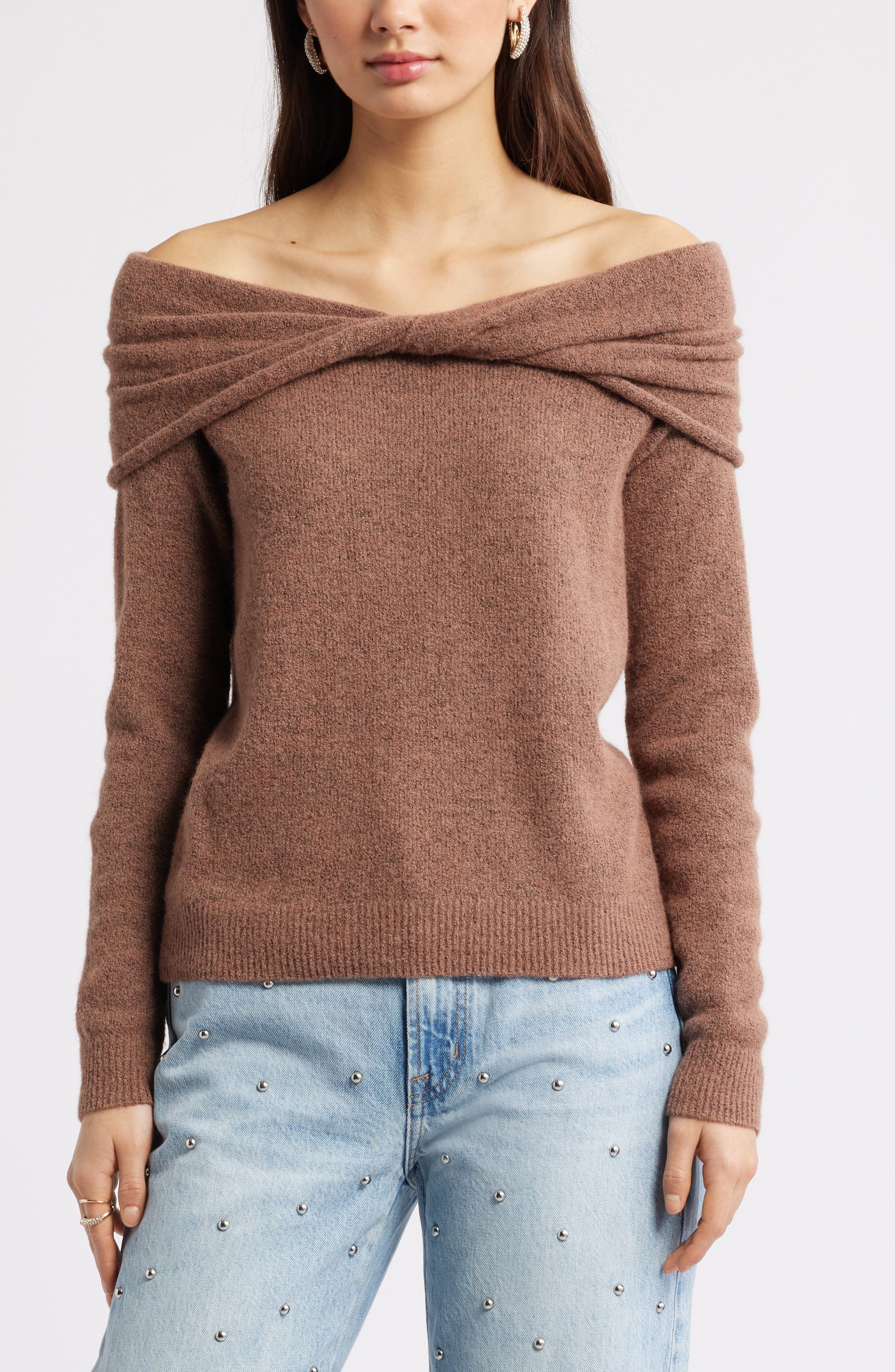 Open Edit Twisted Collar Sweater