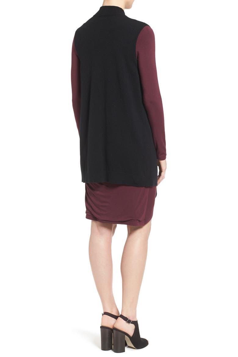 Wool & Cashmere Drape Front Sweater Vest, Alternate, color, BLACK