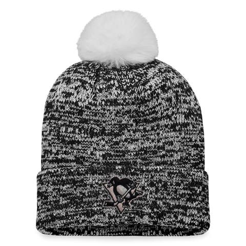 Women's Fanatics Branded Black Pittsburgh Penguins Glimmer Cuffed Knit Hat with Pom