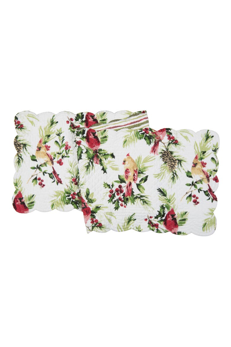 Rosalind Cardinal Botanical Pine Berry Quilt Runner 14" x 51", Main, color, Yellow
