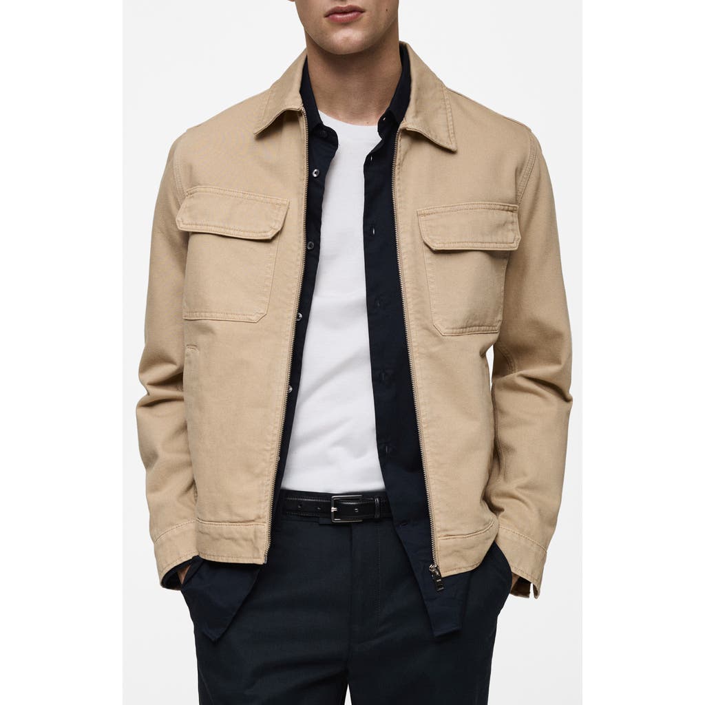 Mango Denim Jacket With Pockets In Beige