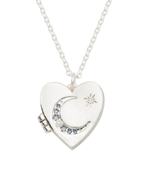 Selene Moon & Periwinkle Locket Necklace