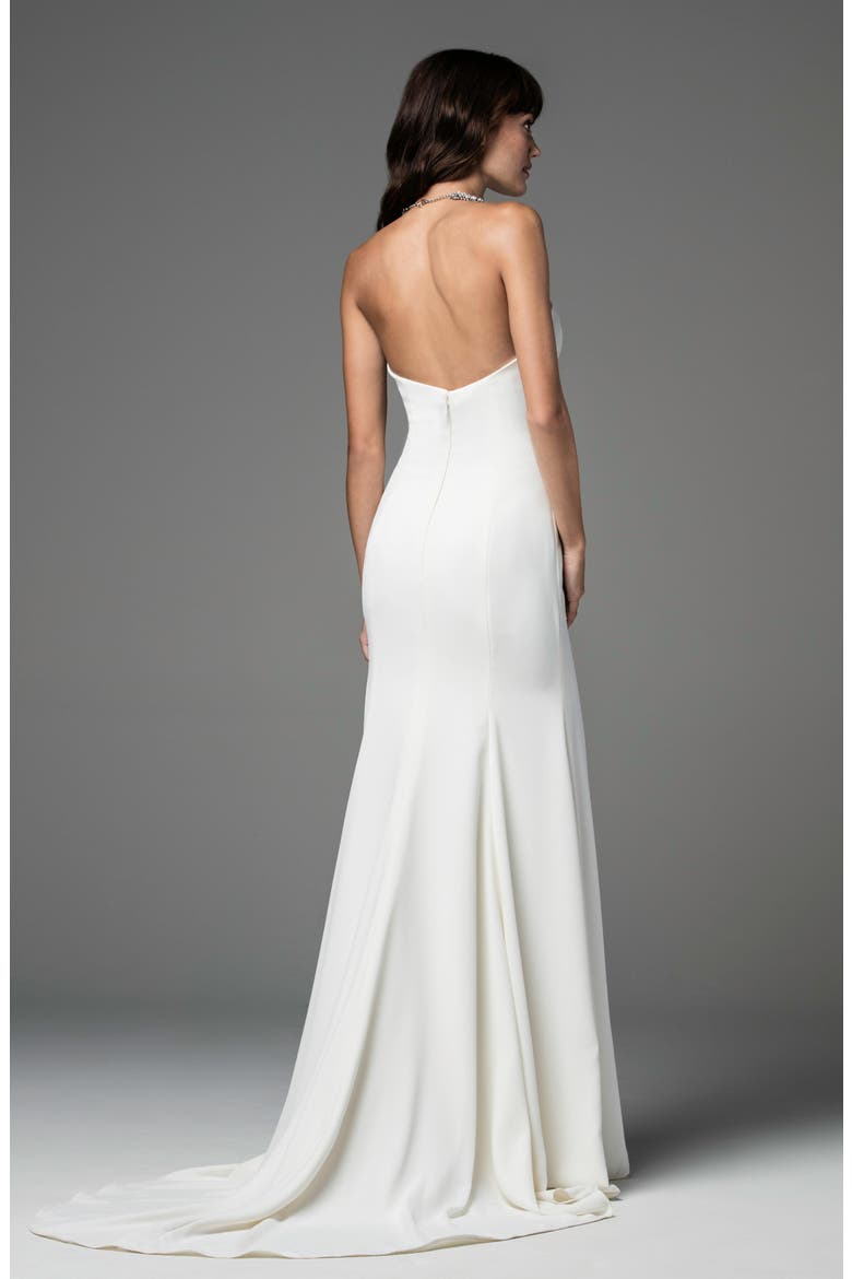 Caspia Strapless Georgette Fit & Flare Gown, Alternate, color, IVORY/IVORY